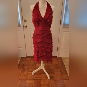 Tadashi Collection Red Tiered Halter Dress Size 10 NWT